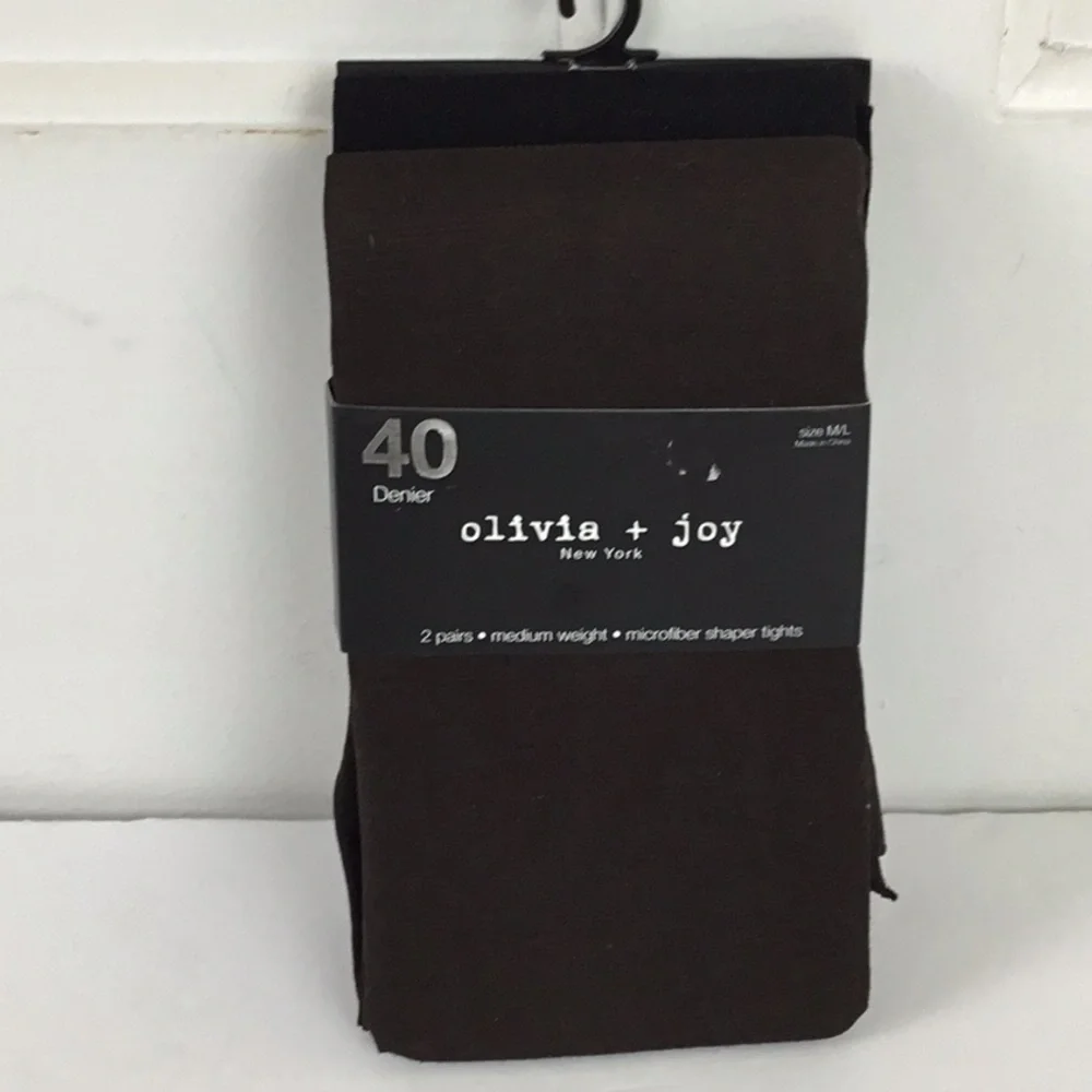 Olivia & Joy Women’s Tights Matte Shaper Tights 2 pair Black Brown Size M/L New
